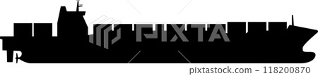 Container ship icon viewed from the side, transparent background Container ship icon viewed from the side, transparent background 118200870