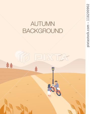 Comfortable Autumn Landscape Illustration Background  118200902