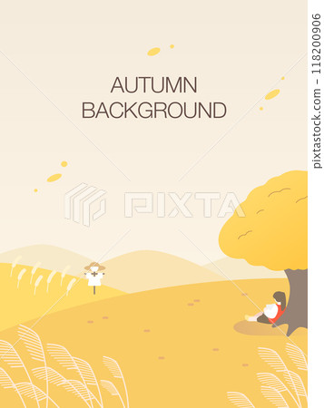 Comfortable Autumn Landscape Illustration Background  118200906