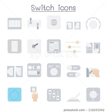Switch icon set in flat color style 118201042