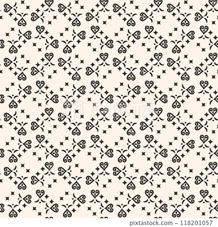 Abstract simple floral gothic style seamless pattern. Elegant minimal monochrome stylish background. Perfect for textile, wallpaper and fabrics. Abstract simple floral gothic style seamless pattern. Elegant minimal monochrome stylish background. Perfect for textile, wallpaper and fabrics. 118201057