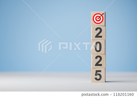 2025 new Year. Goal achievement. aiming success. Setup objective target business planning of 2025 new year concept. Goal, Target, Resolution, strategy, plan, Action. copy space 118201160