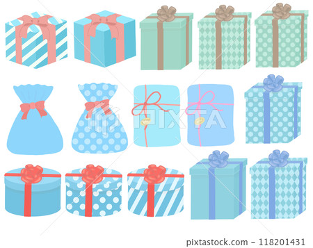 許多藍色禮物的插圖集 118201431