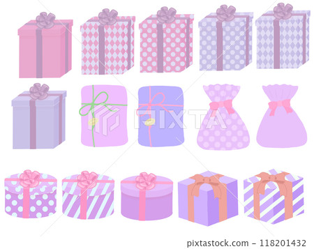 許多紫色禮物的插圖集 許多紫色禮物的插圖集 118201432