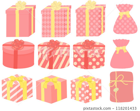 許多紅色禮物的插圖集 118201433