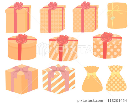 許多橙色禮物的插圖集 118201434