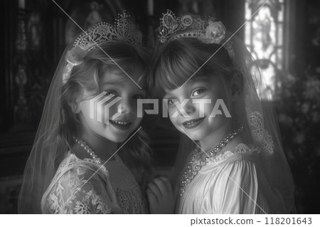 Sacred milestone - capturing the essence of first communion in a tender and symbolic portrayal, where young believers embrace the solemnity and spirituality of this significant rite 118201643