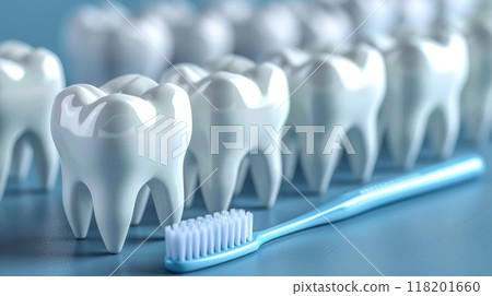 Comprehensive oral care: toothbrush cleaning teeth, importance of dental hygiene, focus on maintaining healthy gums, bright smile through proper brushing techniques, routine care. Comprehensive oral care: toothbrush cleaning teeth, importance of dental hygiene, focus on maintaining healthy gums, bright smile through proper brushing techniques, routine care. 118201660