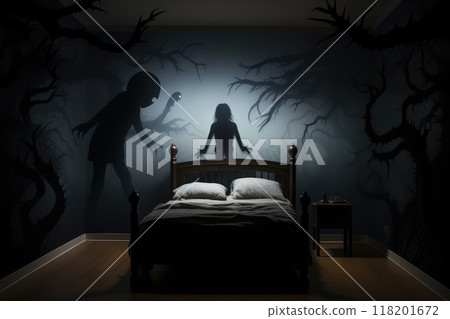 Haunting phantoms: childhood nightmare, exploring the fears and anxieties that shape young minds, with insights into managing and understanding bad dreams. 118201672