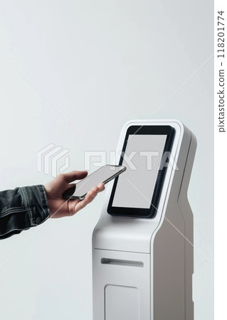 Digital transaction: cashless payment with credit card, phone, nfc, streamlining process for seamless purchases, secure financial interactions, enhancing convenience in everyday transactions. 118201774
