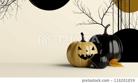 Stylish Halloween postcard: A minimalistic and creative banner showcasing a chic design for Halloween, blending elegance with seasonal spirit to create a unique and eye-catching festive postcard. Stylish Halloween postcard: A minimalistic and creative banner showcasing a chic design for Halloween, blending elegance with seasonal spirit to create a unique and eye-catching festive postcard. 118201859