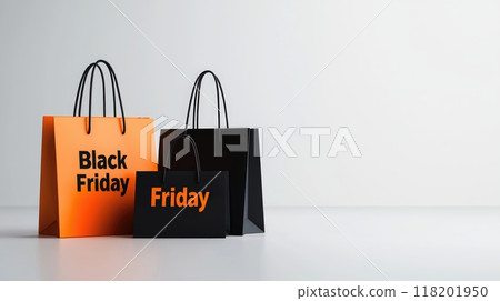 Promotional design: Text Black Friday set against dynamic background, perfect for use as wallpaper, banner, offering copy space for advertising messages, capturing essence of this retail event Promotional design: Text Black Friday set against dynamic background, perfect for use as wallpaper, banner, offering copy space for advertising messages, capturing essence of this retail event 118201950