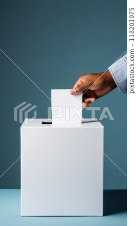 Civic duty - hand placing a ballot paper in ballot box for voting, emphasizing importance of election concept, showcasing anonymity of secret ballot, reflecting competitive nature of preelection race. Civic duty - hand placing a ballot paper in ballot box for voting, emphasizing importance of election concept, showcasing anonymity of secret ballot, reflecting competitive nature of preelection race. 118201975
