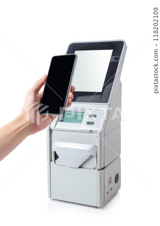 Digital transaction: cashless payment with credit card, phone, nfc, streamlining process for seamless purchases, secure financial interactions, enhancing convenience in everyday transactions. 118202109