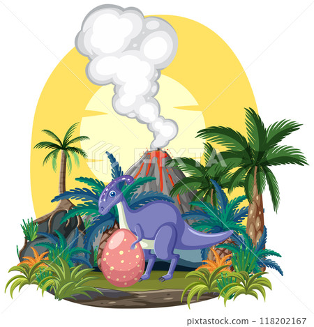 Dinosaur and Volcano Island Scene Dinosaur and Volcano Island Scene 118202167