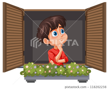 Boy Daydreaming at Window Boy Daydreaming at Window 118202238