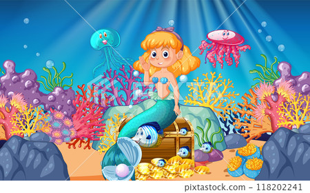 Mermaid and Underwater Treasure Mermaid and Underwater Treasure 118202241