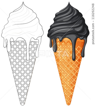 Sweet Ice Cream Cones Illustration Sweet Ice Cream Cones Illustration 118202248