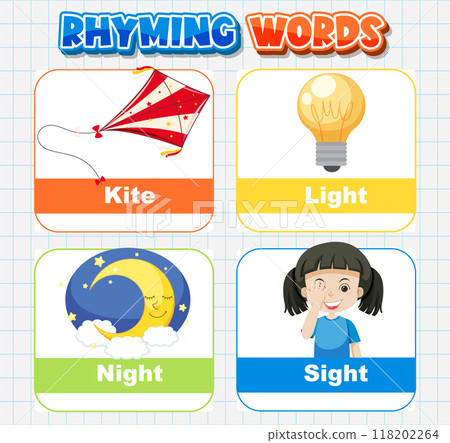 Rhyming Words Educational Illustration Rhyming Words Educational Illustration 118202264