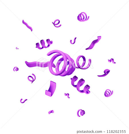 3d set of spiral confetti isolated on white 3d set of spiral confetti isolated on white 118202355