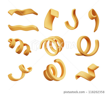 3d set of spiral confetti isolated on white 3d set of spiral confetti isolated on white 118202358