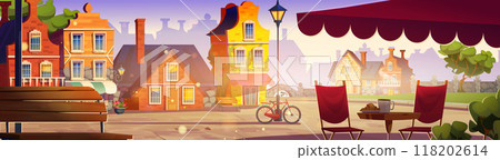 Old Europe street in morning 118202614