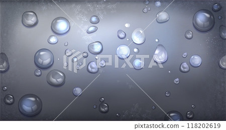 Water droplet background. Dew splash on glass 118202619