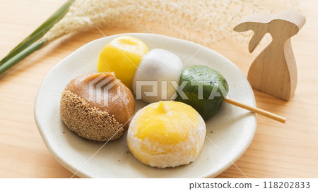 月見團體與栗子饅頭 秋季日式甜點 秋季食慾 118202833