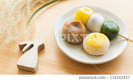 月見團體與栗子饅頭 秋季日式甜點 秋季食慾 118202837