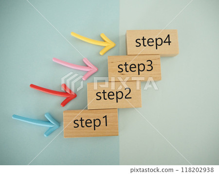 4 steps from step 1 to step 4 118202938