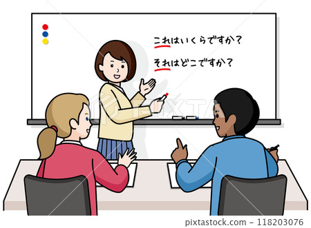 Japanese language teacher and foreign students 118203076