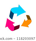 Arrows on white background - 3d arrow set - blue, pink and orrange symbols isolated on white background 118203097