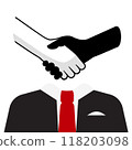 Handshake symbol with business suit isolated on white background, vector 118203098
