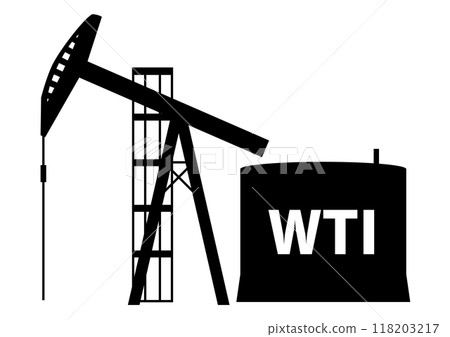石油鑽井剪影。原油價格的趨勢。 118203217