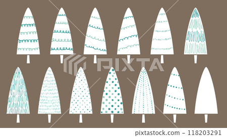 Simple Christmas tree hand drawn illustration in watercolor style 118203291