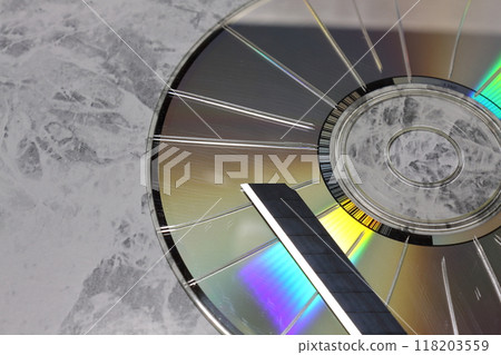 A CD with radial scratches made with a cutter A CD with radial scratches made with a cutter 118203559