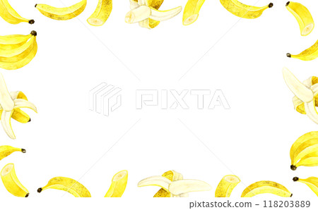 Banana frame Fruit hand-drawn watercolor illustration background material Banana frame Fruit hand-drawn watercolor illustration background material 118203889