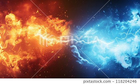 “相對紅色和藍色能量背景。” “相對紅色和藍色能量背景。” 118204246