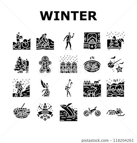 winter spend time icons set vector 118204261