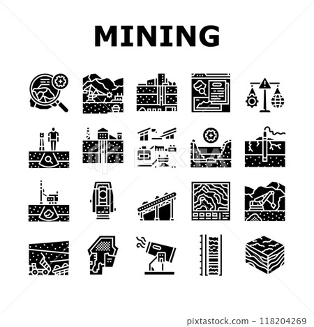 mining engineer geology icons set vector 118204269