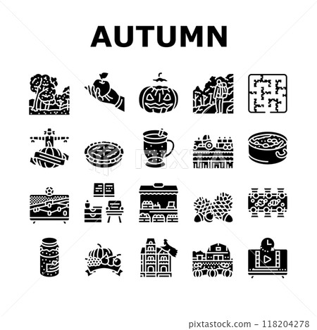 autumn spend time icons set vector autumn spend time icons set vector 118204278
