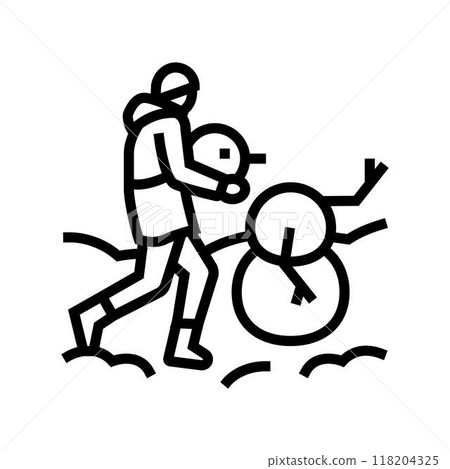 building snowman winter line icon vector illustration 118204325
