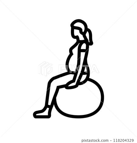 seated pelvic floor stretch pregnant fitness line icon vector illustration seated pelvic floor stretch pregnant fitness line icon vector illustration 118204329