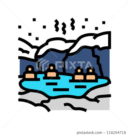 taking dip hot spring winter color icon vector illustration 118204718