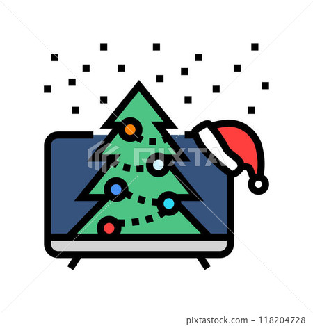 watching holiday movies color icon vector illustration watching holiday movies color icon vector illustration 118204728