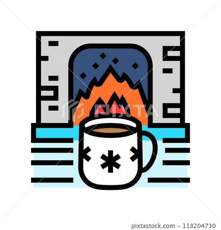 hot chocolate fireplace winter color icon vector illustration 118204730