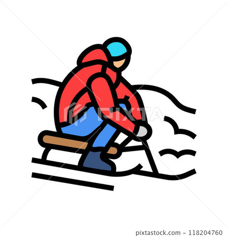 sledding winter color icon vector illustration 118204760
