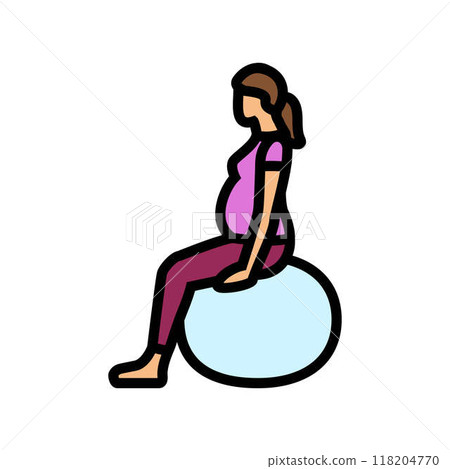 seated pelvic floor stretch pregnant fitness color icon vector illustration seated pelvic floor stretch pregnant fitness color icon vector illustration 118204770