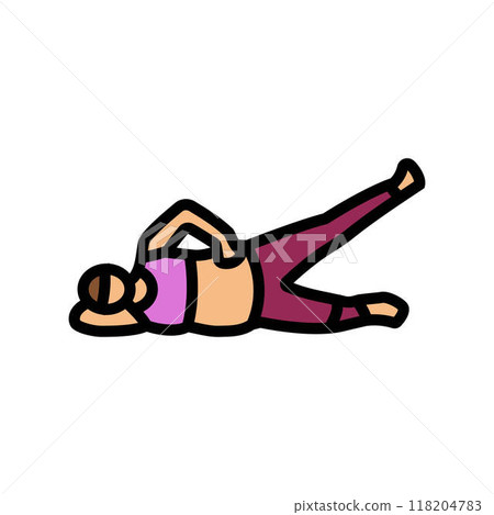 side lying leg lifts pregnant fitness color icon vector illustration 118204783