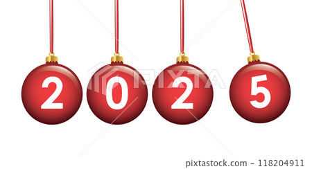 red christmas balls 2025 isolated vector illustration 118204911